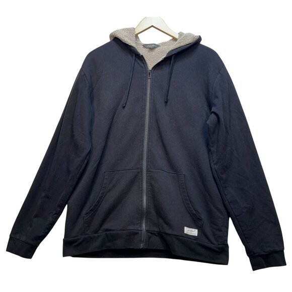 Eddie Bauer Mens Everyday Fleece Full-Zip Faux Shearling Lined Hoodie Sz TL Navy - Picture 1 of 10